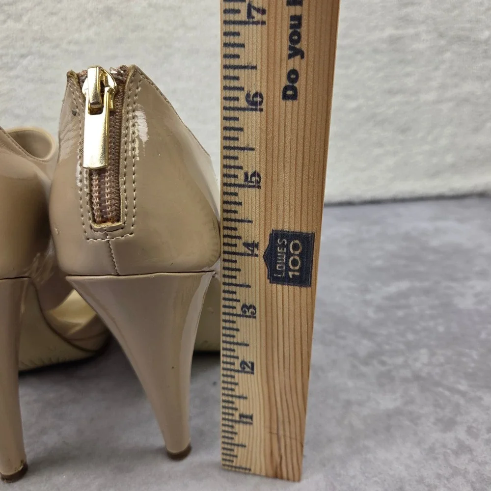 Limelight Kingsley Nude Patent Platform Peep Toe Heels 7.5 155381